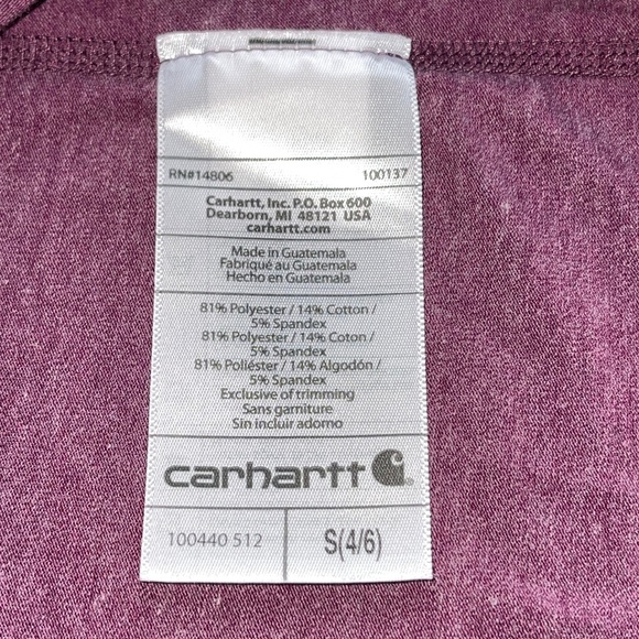 Carhartt Force Delmont Fast Dry Quarter-Zip Shirt Pullover Small Berry 100137 - Picture 8 of 9